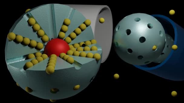 薬剤のカプセル3Dレンダリングの内部のナノメディシンをローディングする遅い動きの網状ナノ粒子 — ストック動画