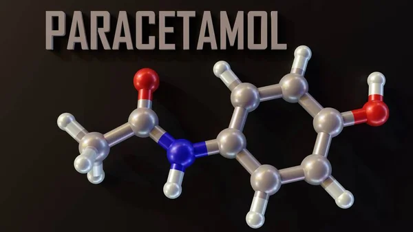 Izolowana Cząsteczka Paracetamolu Paracetamol Jest Lekiem Przeciwbólowym Przeciwgorączkowym Który Jest — Zdjęcie stockowe