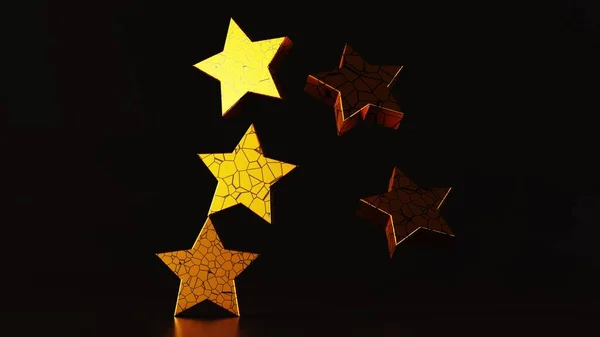 Золотых Звезд Черном Фоне Рендеринг — стоковое фото