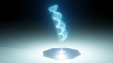 Siyah arkaplanda yansıtılan Hologram DNA sarmalı