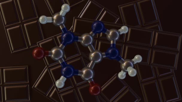 Theobromine Xantheose Belangrijkste Alkaloïde Van Theobroma Cacao Theobromine Moleculen Chocolade — Stockvideo
