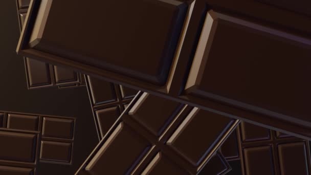 Csokoládé Rúd Mozgásban Étcsokoládé Háttér Renderelés — Stock videók