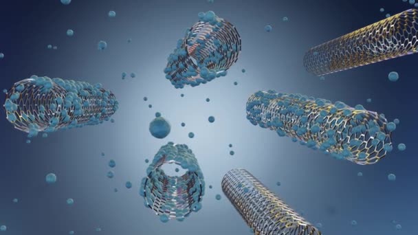 Carbon Nanotubes Cnt Carriers Drug Delivery Drug Molecules Conjugated Carbon — Stock Video