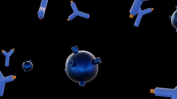 Antijen Molekülleri Hareket Halinde Antikorlar Görüntüleme Ile Kilitle Anahtar Tanımla — Stok video