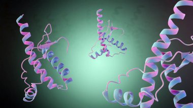 Prionlar bakteri, virüs ve mantar gibi diğer bulaşıcı maddelerin aksine genetik materyal içermezler. Koyu arkaplandaki izole prionlar 3D görüntüleme