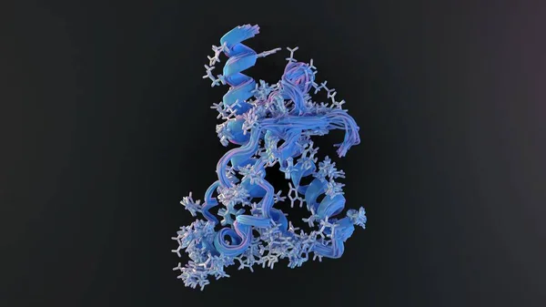 Prions do not contain genetic materials, Unlike other infectious agents, such as bacteria, viruses, and fungi. Isolated prions in the dark background 3d rendering