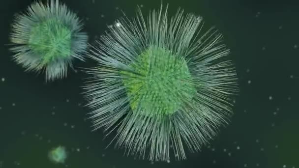 Mimivirus是一种巨大的病毒 属于Mimiviridae科 一种被鉴定为Acanthamoeba Polyphaga Mimivirus或Apmv的单一物种 它有一个毛囊和蛋白质丝 3D渲染 — 图库视频影像