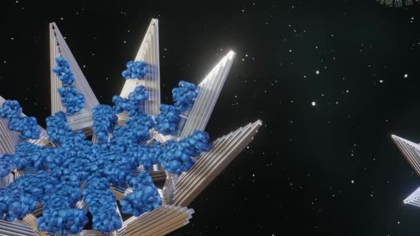 Dna折り紙技術は 全ウイルス体を巻き込むか または分子ウイルストラップ3Dレンダリングとして知られている — ストック動画