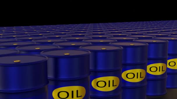 Animation Von Fossilen Brennstoffen Benzinfässern Auf Schwarzem Hintergrund — Stockvideo