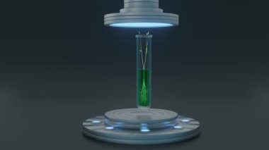 Bir test tüpü içinde bitki filizlenmesinin 3D görüntülenmesi, genellikle bilimsel araştırmalarda kuluçka odasındaki bitki büyümesi ve gelişimi için kullanılır.