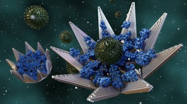 DNA origami teknolojisinin 3 boyutlu sunumları tüm virüs parçacıklarını kapsülleme ve moleküler virüs tuzakları yaratma yeteneğini gösterdi..