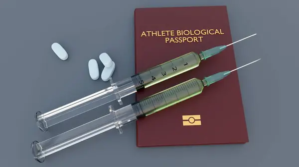 Биологический Паспорт Спортсмена Abp Лекарственным Медицинским Шприцем Рендеринг Лицензионные Стоковые Изображения