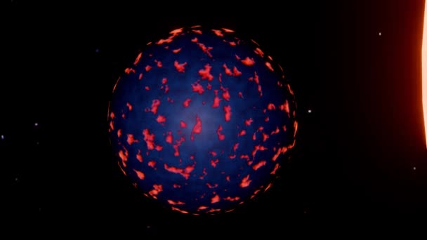 3Dアニメーション55 Cancri Eまたは55 Cnc またはJanssenは太陽の軌道上の外惑星である — ストック動画