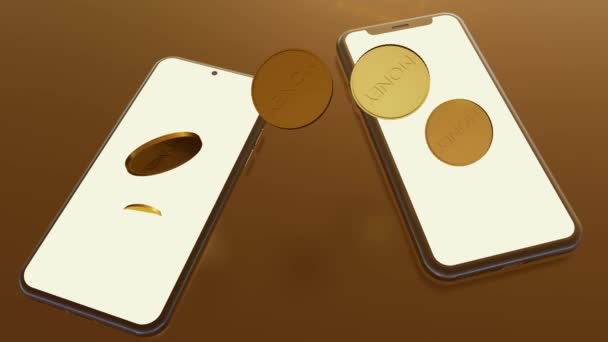Une Animation Pièces Monnaie Transférées Smartphone Comme Symbole Banque Numérique — Video