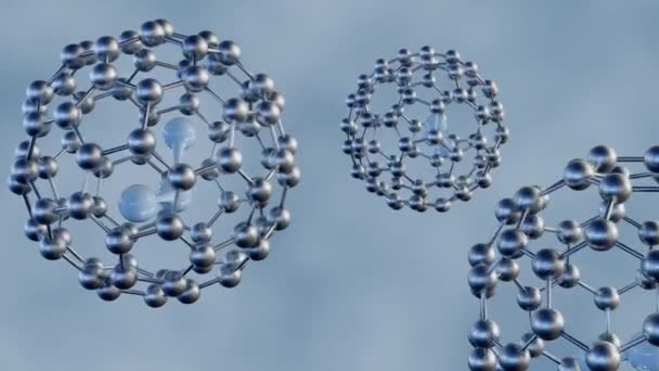 Animación H2O Molécula Agua Dentro Jaula Del Fullerene C60 — Vídeo de stock