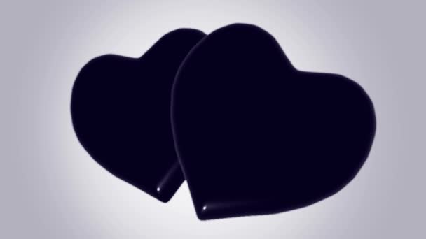 Анимация Черных Сердец Плавающих Обычном Белом Фоне — стоковое видео
