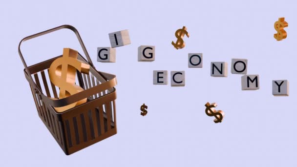 Animatie Van Gig Economy Tijdelijk Werk Dat Geregeld Een Online — Stockvideo
