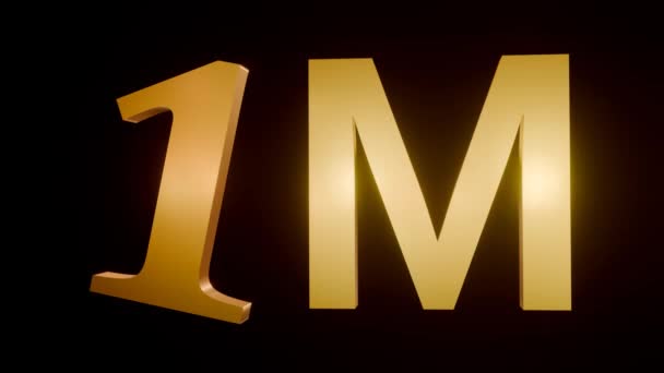 3D动画的黄金颜色为1号 字母M为黑色背景 — 图库视频影像