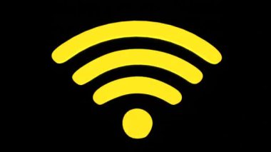 Karanlıkta parlayan 3D animasyon neon kablosuz ağ sembolü