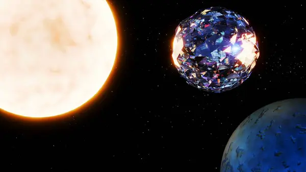 3d rendering of Lucy as a Diamond star, more accurately a crystallized white dwarf or known as chunk of crystallized carbon