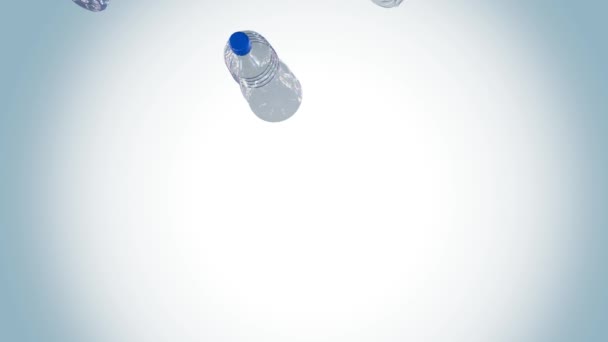 Renderowanie Pojedynczego Kopca Wyrzuconych Lub Pogniecionych Butelek Plastikowych Białym Tle — Wideo stockowe