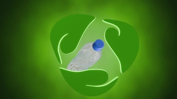 Animation Von Biologisch Abbaubaren Schildern Und Leeren Plastikflaschen — Stockvideo