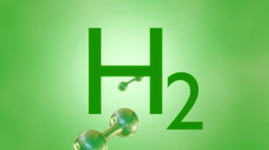 Yenilenebilir hidrojen olarak da bilinen yeşil hidrojenin 3D animasyonu. Yeşil hidrojen en temiz ve sürdürülebilir hidrojendir.