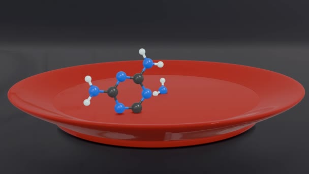 Animasi Dari Molekul Melamine Dan Pelat Plastik Pada Latar Belakang — Stok Video