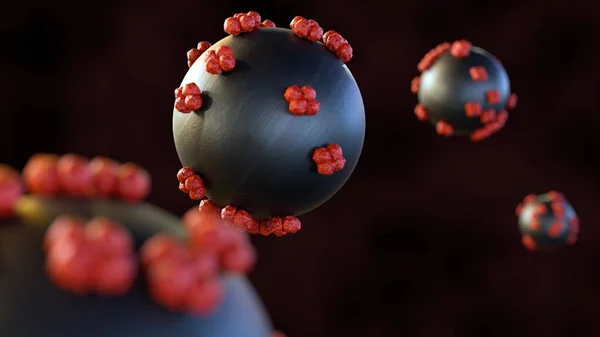 Återgivning Nanopartiklar Konjugerade Hemoglobinmolekyler Royaltyfria Stockfoton