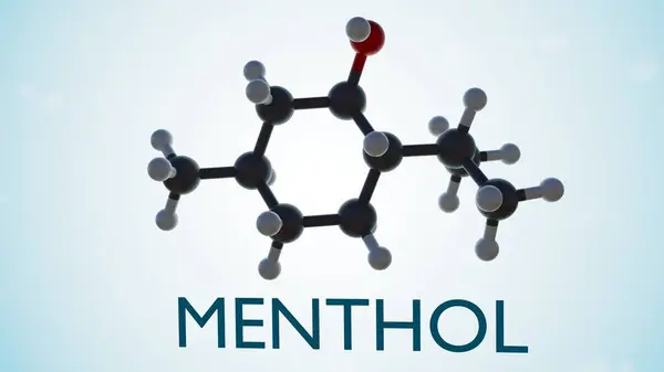 stock image 3d rendering of chemical structure of menthol isolated on the light blue background