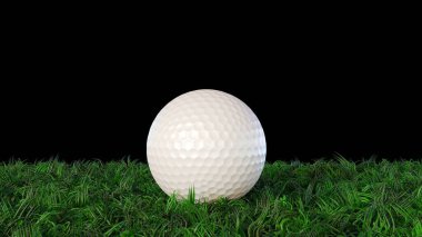 Çim tarlasında bir golf topunun 3 boyutlu canlandırması