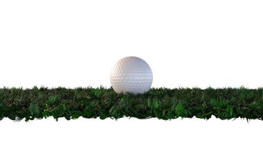 Çim tarlasında bir golf topunun 3 boyutlu canlandırması