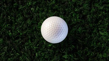 Çim tarlasında bir golf topunun 3 boyutlu canlandırması