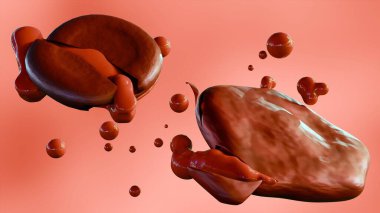 3d rendering of Hemolysis, is the process of red blood cells breaking down and releasing their contents into surrounding fluid clipart