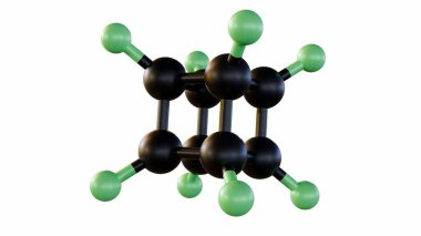 3d rendering of Octafluorocubane or perfluorocuban molecule, Cube-shaped molecule can hold a single electron clipart