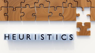 3d rendering of Heuristics and jigsaw pieces, Heuristics are simple strategies to quickly form judgments, make decisions, and find solutions to complex problems clipart