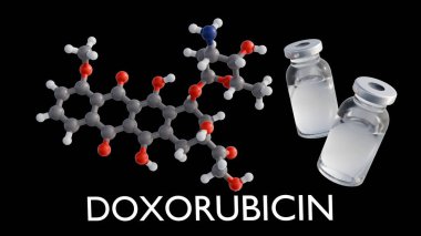 3d rendering of Doxorubicin molecules, it is a type of chemotherapy drug called an anthracycline clipart