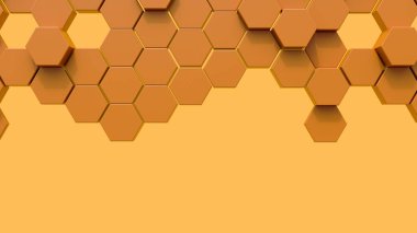 Soyut altıgen arkaplanın 3D görüntülemesi. Cilalanmış Çokgen karanlık yüzey, Hex geometri deseni. 