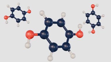 3d animation of Hydroquinone or HQ is also known as a melanin synthesis inhibitor and has antioxidant properties