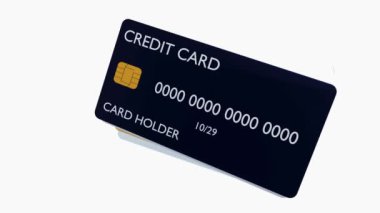 3d animation of four floating credit cards on the white background