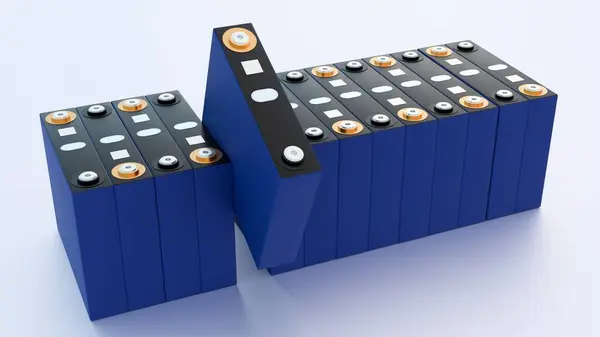 stock image 3d rendering of prismatic battery, rectangular lithium ion phosphate LFP battery's for electric vehicles