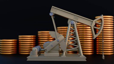 Pompanın 3D görüntüsü, kafa sallayan eşek ya da at kafası pompası.