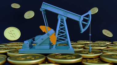 Pompanın 3D görüntüsü, kafa sallayan eşek ya da at kafası pompası.