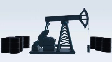 Petrol üretiminin 3D animasyonu, petrol ve potansiyel olarak depolama konteynırlarını çıkarmak için kullanılan makineleri gösteriyor..