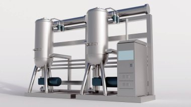 Bir biyo-reaktörün 3 boyutlu görüntülenmesi, araştırma veya endüstriyel uygulamalar için hücreler veya mikroorganizmalar yetiştirmek için kullanılan bir araç.