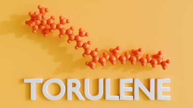 Torulen molekülünün 3 boyutlu görüntülemesi, karotenoid ailesine ait doğal kırmızı bir pigmenttir..