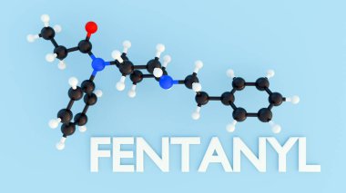 Ayrıntılı kimyasal yapısı ile birlikte 'FENTAN' sözcüğünün 3D yorumlanması