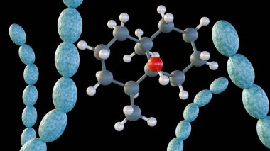 Streptomyce ve jeosmin moleküllerinin 3 boyutlu yorumlanması, jeosmin, kendine özgü toprak kokusuna katkıda bulunur..