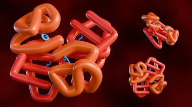 3 boyutlu hemoglobin işlemesi her birinin merkezinde demir atomu olan bir heme grubu içeren dört alt birimden oluşan karmaşık bir proteindir..