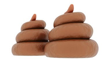 Beyaz arkaplanda izole edilmiş 3B gerçekçi dışkı yığını.